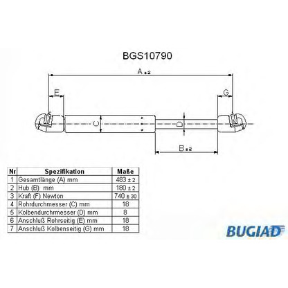 Foto Gasfeder, Koffer-/Laderaum BUGIAD BGS10790