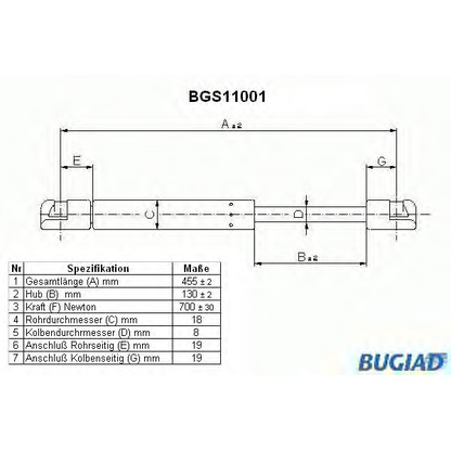 Photo Gas Spring, boot-/cargo area BUGIAD BGS11001