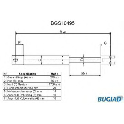 Foto Muelle neumático, maletero/compartimento de carga BUGIAD BGS10495