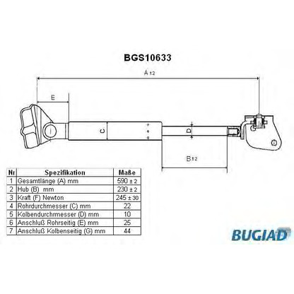 Photo Gas Spring, boot-/cargo area BUGIAD BGS10633