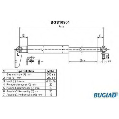 Photo Gas Spring, boot-/cargo area BUGIAD BGS10804