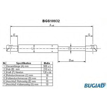 Foto Gasfeder, Motorhaube BUGIAD BGS10932