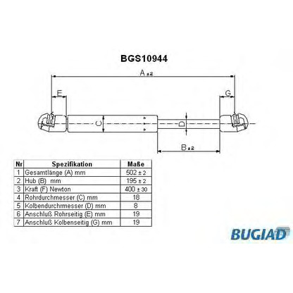 Foto Gasfeder, Koffer-/Laderaum BUGIAD BGS10944