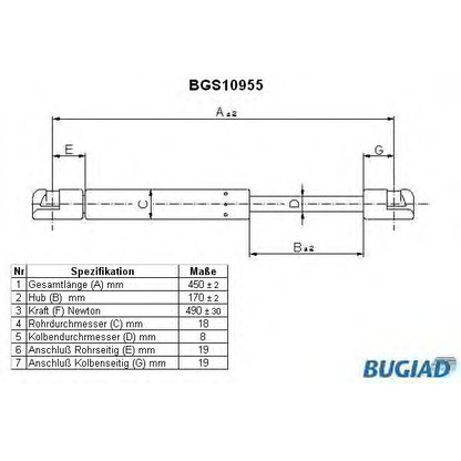 Фото Газовая пружина, капот BUGIAD BGS10955