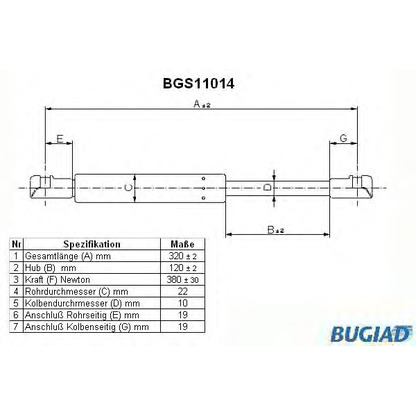 Foto Gasfeder, Koffer-/Laderaum BUGIAD BGS11014