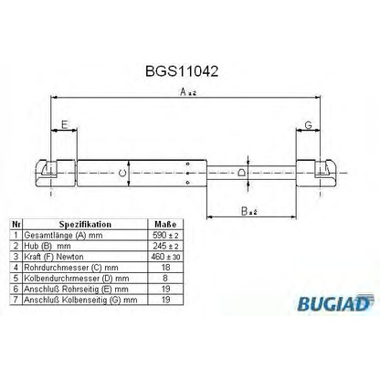 Foto Gasfeder, Koffer-/Laderaum BUGIAD BGS11042