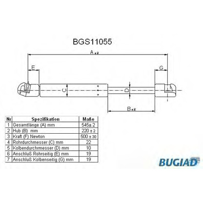 Photo Gas Spring, boot-/cargo area BUGIAD BGS11055