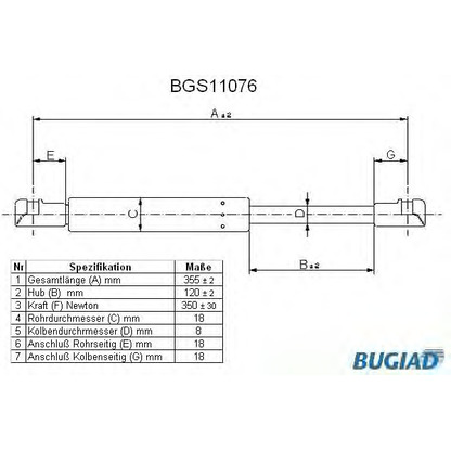 Photo Vérin, capot-moteur BUGIAD BGS11076