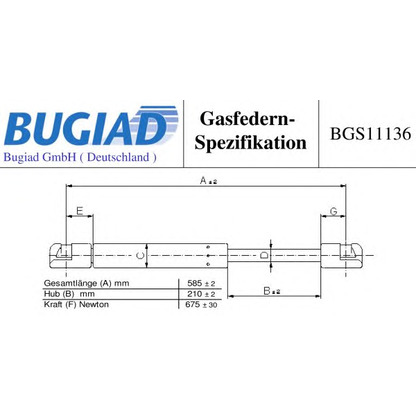 Photo Gas Spring, boot-/cargo area BUGIAD BGS11136