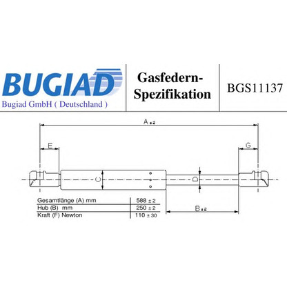 Zdjęcie Sprężyna gazowa, tylna szyba BUGIAD BGS11137