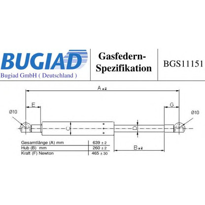 Фото Газовая пружина, крышка багажник BUGIAD BGS11151