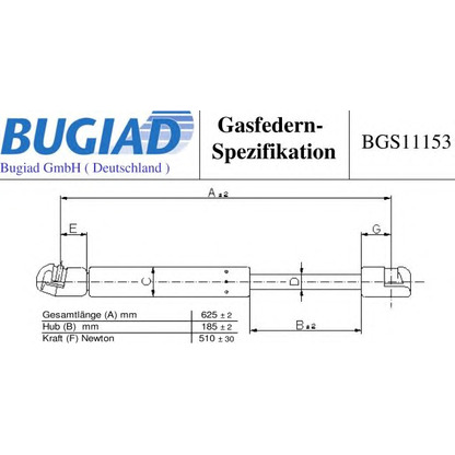 Фото Газовая пружина, крышка багажник BUGIAD BGS11153