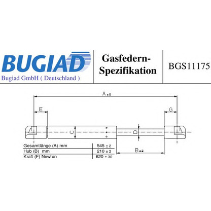 Фото Газовая пружина, крышка багажник BUGIAD BGS11175