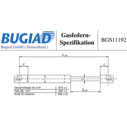 Photo Gas Spring, bonnet BUGIAD BGS11192