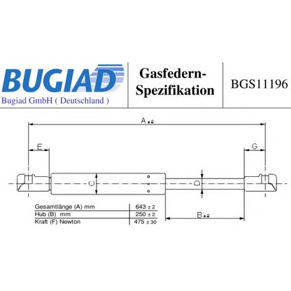 Photo Gas Spring, boot-/cargo area BUGIAD BGS11196