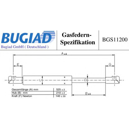 Zdjęcie Sprężyna gazowa, pokrywa bagażnika BUGIAD BGS11200