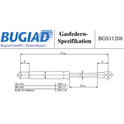 Foto Gasfeder, Motorhaube BUGIAD BGS11208