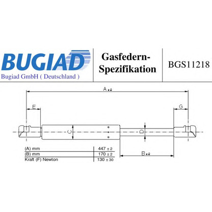 Фото Газовая пружина, заднее стекло BUGIAD BGS11218