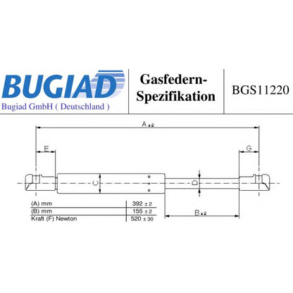 Фото Газовая пружина, капот BUGIAD BGS11220