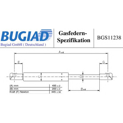 Photo Gas Spring, boot-/cargo area BUGIAD BGS11238