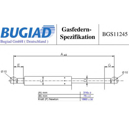 Foto Gasfeder, Koffer-/Laderaum BUGIAD BGS11245