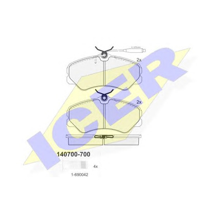 Фото Комплект тормозных колодок, дисковый тормоз ICER 140700700