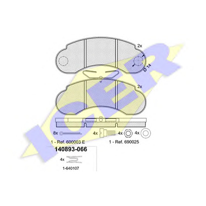 Photo Kit de plaquettes de frein, frein à disque ICER 140893066