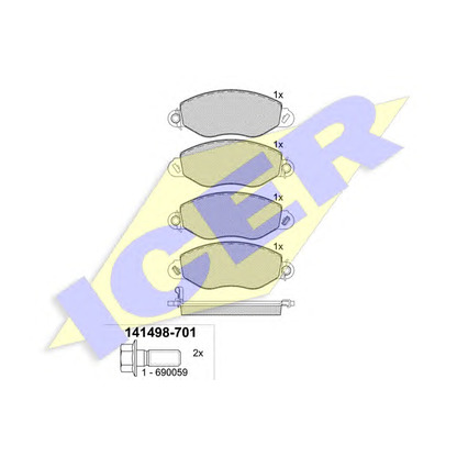 Foto Kit pastiglie freno, Freno a disco ICER 141498