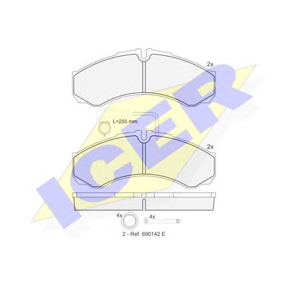 Photo Kit de plaquettes de frein, frein à disque ICER 141848