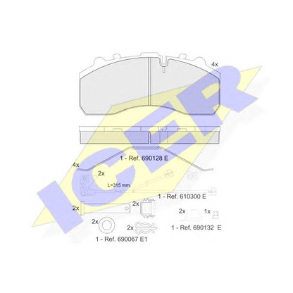 Photo Kit de plaquettes de frein, frein à disque ICER 151194117