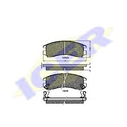 Photo Kit de plaquettes de frein, frein à disque ICER 180647
