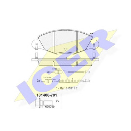 Photo Brake Pad Set, disc brake ICER 181406701