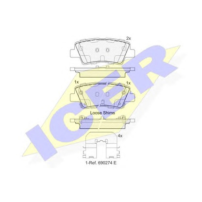 Photo Brake Pad Set, disc brake ICER 182036