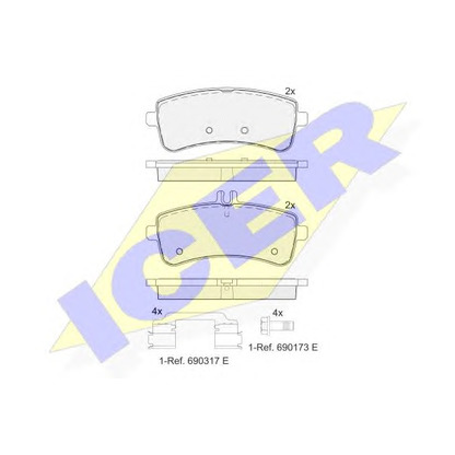 Photo Kit de plaquettes de frein, frein à disque ICER 182145