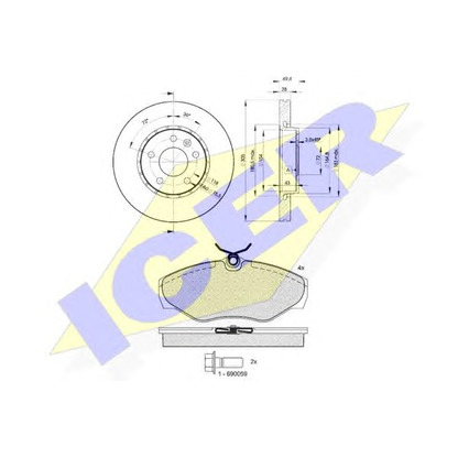 Фото Комплект тормозов, дисковый тормозной механизм ICER 313156845