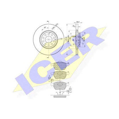 Фото Комплект тормозов, дисковый тормозной механизм ICER 313624065