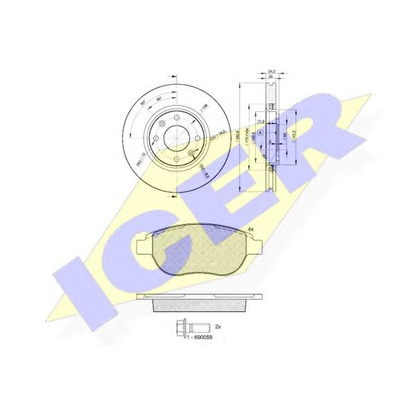 Фото Комплект тормозов, дисковый тормозной механизм ICER 314294752