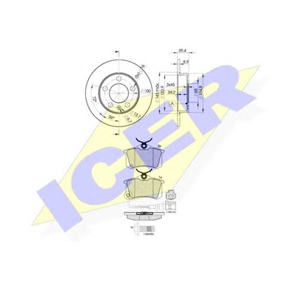 Фото Комплект тормозов, дисковый тормозной механизм ICER 315935601