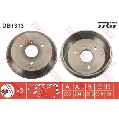 Фото Тормозной барабан TRW DB1313