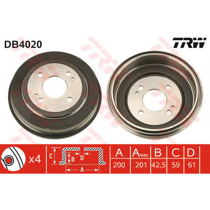 Фото Тормозной барабан TRW DB4020