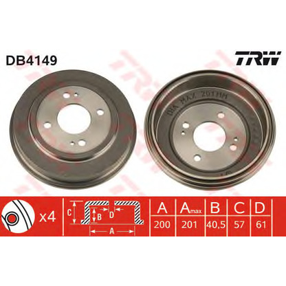 Фото Тормозной барабан TRW DB4149