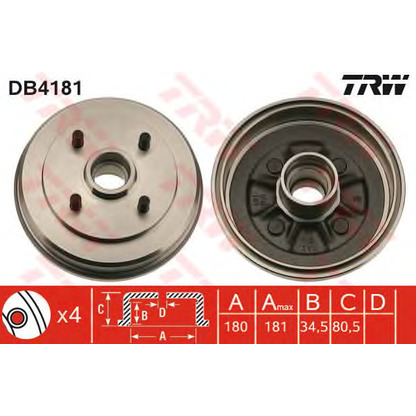 Foto Bremstrommel TRW DB4181