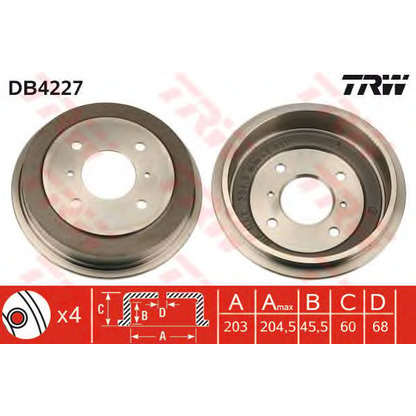 Photo Brake Drum TRW DB4227