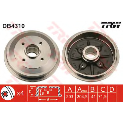 Фото Тормозной барабан TRW DB4310