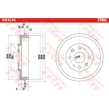 Foto Tambor de freno TRW DB4345