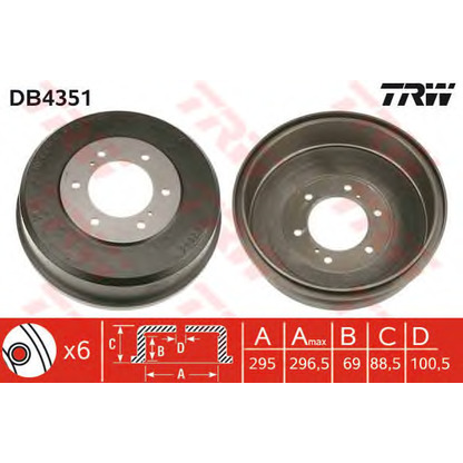 Фото Тормозной барабан TRW DB4351