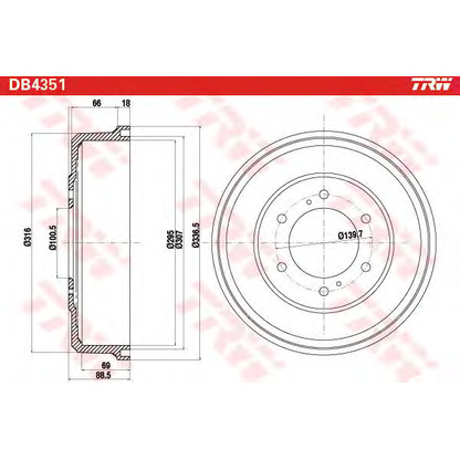 Foto Tamburo freno TRW DB4351