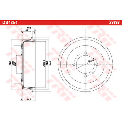 Photo Brake Drum TRW DB4354