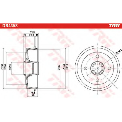 Photo Brake Drum TRW DB4358