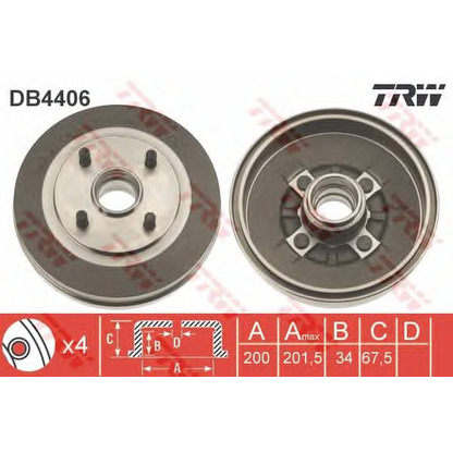 Photo Brake Drum TRW DB4406